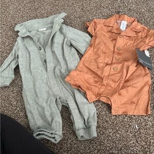 Baby Romper Set - Green and Orange